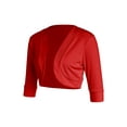 thumbnail image 2 of Women Open Front Short Shrug Bolero Cardigan Solid Color 3/4 Sleeve Cropped Jacket Coat Plus Size for Spring Fall, 2 of 6