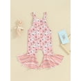thumbnail image 4 of Suealasg Toddler Girl Jumpsuit Sleeveless Shamrock Print Spaghetti Straps Flare Pants 6M 12M 24M 3T 4T Kids Girls Easter Clothes, 4 of 8