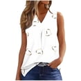 thumbnail image 2 of Débardeur pour Femmes, Blouse d'Été Décontractée Mode Ample Col en V Sans Manches, 2 of 5