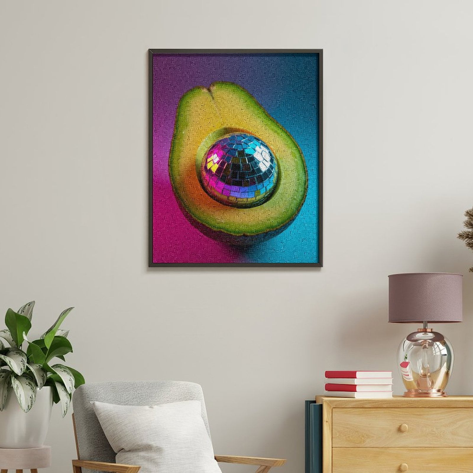Paint By Numbers Kit for Adults Beginner - Avocado Disco Ball Art DIY Canvas Painting Kits for Adults, Frameless Paint By Number for Adults for Home Wall Decor 16x20 Inch
