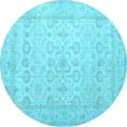 thumbnail image 1 of Ahgly Company Indoor Round Oriental Light Blue Traditional Area Rugs, 3' Round, 1 of 4