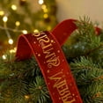 thumbnail image 6 of Merry Christmas Velvet Wired Edge Ribbon 2.48Inch 3 Yards Christmas Ribbon Gift Wrapping Ribbon Christmas Tree Decor, Christmas Decoration Bow Wreath, Red, 6 of 8