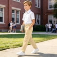 thumbnail image 6 of Gubotare Teen Boy Dress Pants Boys Dress Pants Flat Front School Uniform Straight Leg Adjustable Waistband for Toddler with Pockets Teen Boys Trousers Size 8-9 (Beige,8-9 Years), 6 of 9