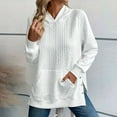 thumbnail image 2 of Plus Size Tops for Women Long Sleeve Sweatshirts Ribbed Hoodies Shirts Side Slits Shirt Top Solid Color Basic Pullover Sweatshirt with Pocket Crew Neck Overcoat, 2 of 6
