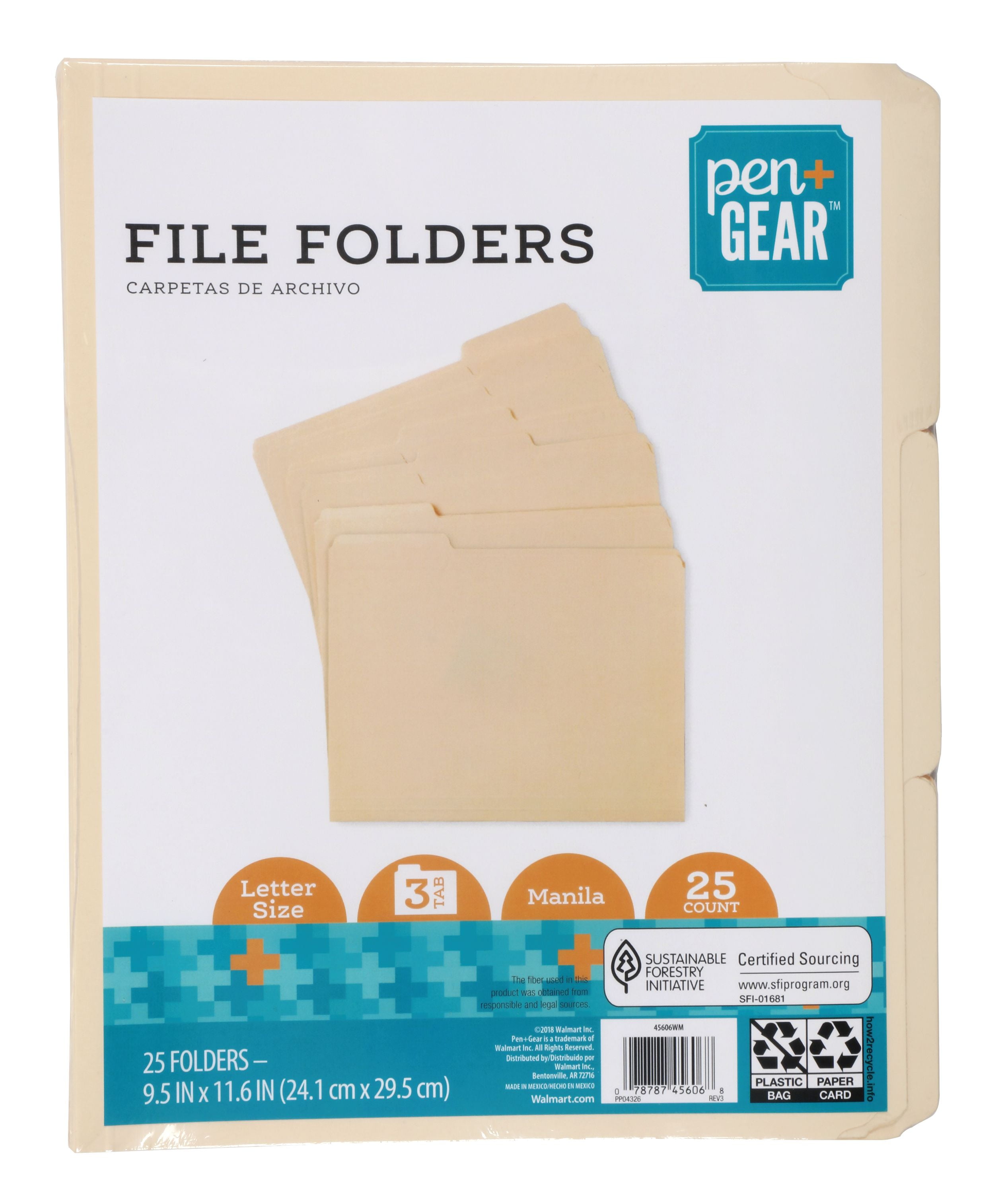 Pen+Gear Manila File Folder, Letter Size, 25 Per Pack, Display