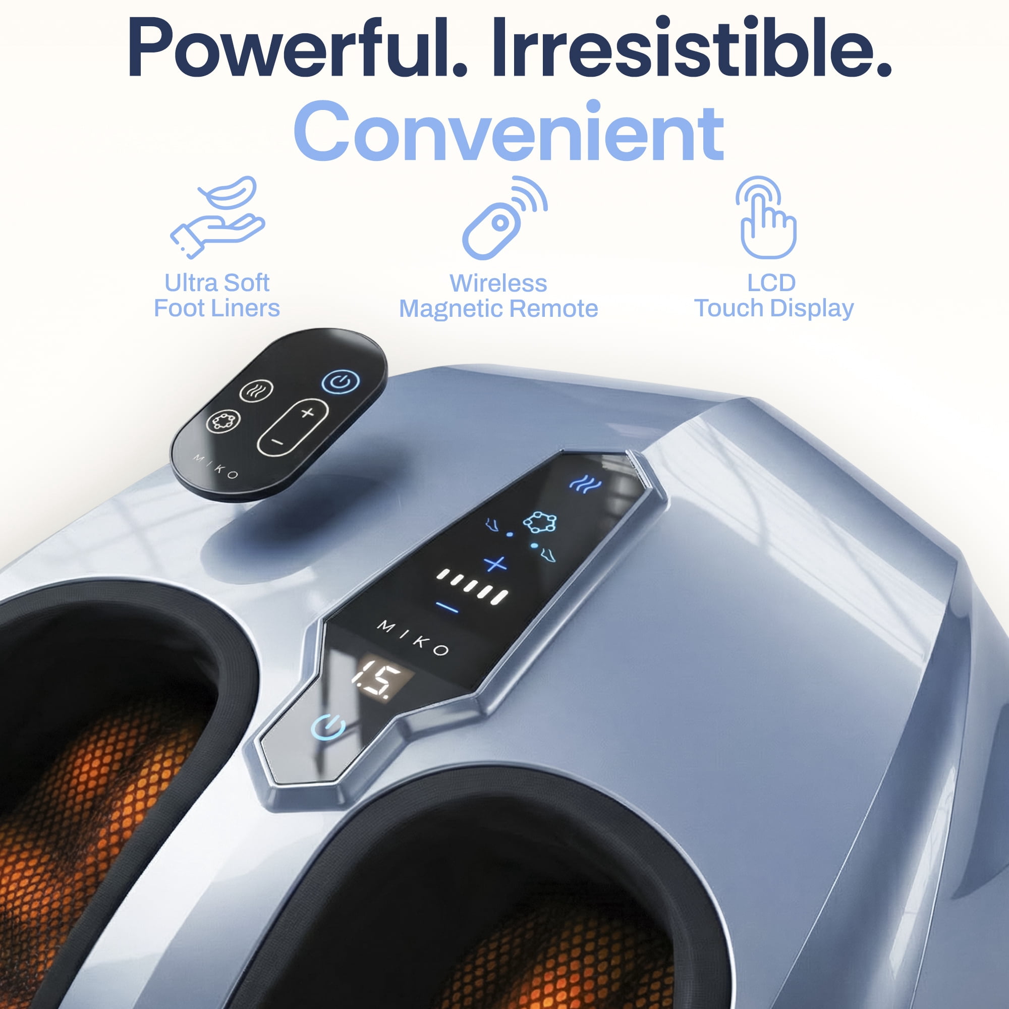 MIKO Shiatsu Foot Massager Machine - Deep Kneading, Shiatsu, Air Compression, and Heat Therapy - Touchscreen - Remote Control