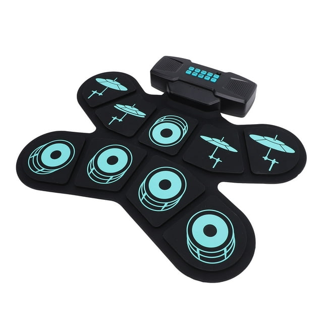 Juego De Almohadillas De Batería Eléctrica Electrónica Para Niños, 9 Almohadillas Enrolladas, Herramienta De Práctica Con Palos, Conector Para Auriculares, Pedales De Altavoz