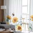 thumbnail image 4 of Sheer Curtains 108 inches Long, Plants Floral Sunflowers Eucalyptus Leaves Bee Light Filtering Sheer Window Curtains Rod Pocket Voile Drapes for Bedroom Living Room, 52"W x 108"L 2 Panels, 4 of 7