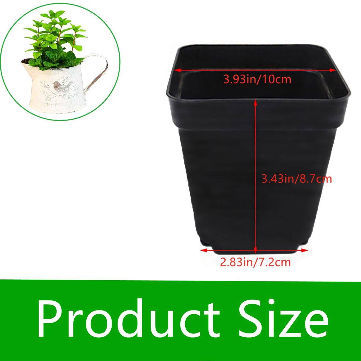 100 Pcs 3.5" Plastic Square Plant Flower Pots, Nursery Pot Reusable Seedling Cups Durable for Seeds Starting, Seedlings Growing, or Succulents Planting
