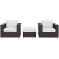 thumbnail image 2 of Modway Convene Wicker Rattan 3-Piece Outdoor Patio Furniture Set in Espresso White, 2 of 7
