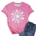 thumbnail image 2 of Women's Cute Christmas Snowflake Print Round Neck Short Sleeve T Shirt Holiday Festive Casual Top Comfortable Soft Fabric, 2 of 2