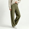 thumbnail image 2 of Njagoc3 Pants for Women | High Waist Drawstring Wide Leg Trousers with Ribbed Detail | Relaxed Loose Fit for Fall Casual Daily Wear & Relaxed Activities，Army Green，S, 2 of 6