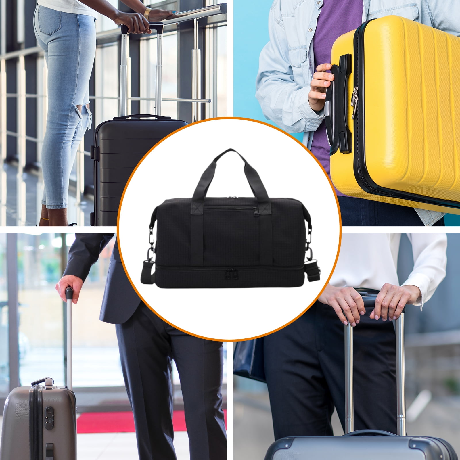 Abbraccia Airlines Gym Bag Mini Duffel Bag Tote Weekend Bag Personal Item Bag Underseat Carry on Bag for Women Men Holiday Trips Hiking Black