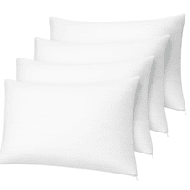 4-Pack Soft Polyester Zippered Pillow Protectors, Standard Size 20"x26", White Quiet Fabric Covers, Machine Washable for Bedroom, Guest Room, Dorm – Back to School Bedding Essential