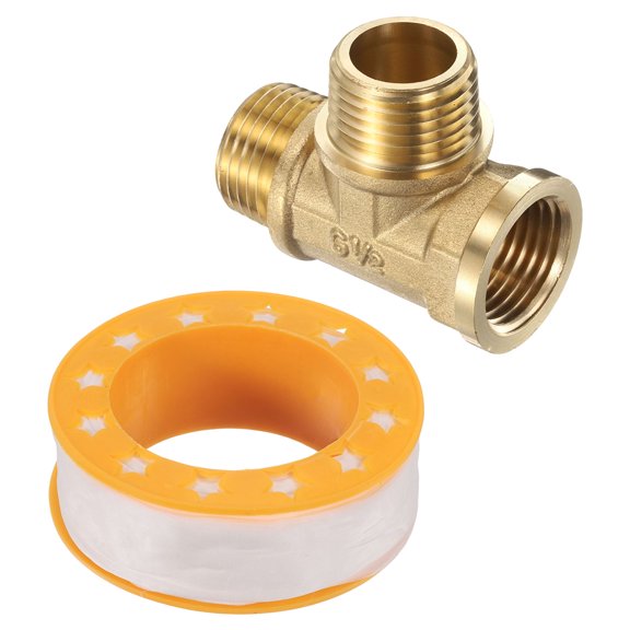 Uxcell Compressed Air Piping Tee Fitting 1/2 NPT Male x Male x Female 3-Way Connector Tube Fitting for Tubing System