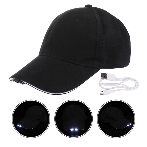 NIAIZEK 1Pc Cotton Black LED Baseball Cap For Outdoor Sports And Night Activities