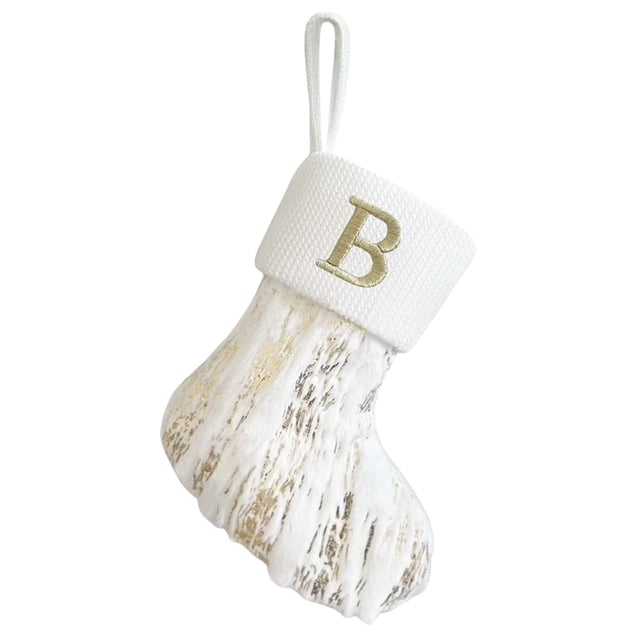 Small Christmas Tree,Personalised Christmas Stockings with Letters 22 Cm Embroidered Santa Stocking Gold Striped Christmas Sock Fireplace Hanging Ornaments Christmas Tree