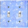 thumbnail image 1 of Metal Light Switch Plate Cover Romantic Paris  Eiffel Tower Bicycle Cupid Blue PRS018, 1 of 13