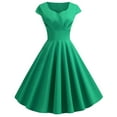 thumbnail image 2 of Vintage Audrey Hepburn Cocktail Dress for Women 50s Elegant V Neck High Waisted A-Line Party Swing Dresses, 2 of 5