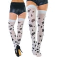 thumbnail image 5 of ToBeInStyle Women's Cow Spot Print Thigh High - White/Black - One Size, 5 of 7