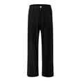 thumbnail image 3 of YIFUNIN Women's Summer Cotton Linen Wide Leg Pants with Button Detail & Elastic Waist, Loose Palazzo Casual Trousers with Pockets,Black XL, 3 of 5