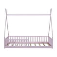 thumbnail image 6 of Harper & Bright Designs Floor Bed for Boys Girls, Twin Size Teepee Tent Beds, Montessori Floor Bed with Slats and Fence Rails, Wood House Bed Frame for Boys Girls, Pink, 6 of 11