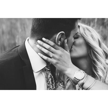 LAMINATED POSTER Girl Bride Groom Woman Couple Guy Man Kissing Poster Print 24 x (Best Kissing Tips For Guys)