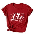 thumbnail image 2 of HaoXianJian Valentine's Day Shirt for Women Heart Print Short Sleeve Crew Neck Sweat Shirts Loose Fits Letter Print Graphic Pullover Tee Tops Casual Girl Friend Gift T Shirt Size 2X 3X, 2 of 5