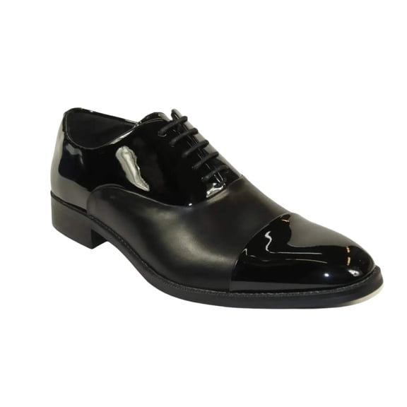 Men Santino Luciano Formal Dress Shoes Patent Leather Shiny Lace up C531 Black