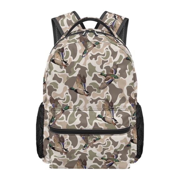 HUIACONG Mallard Duck Print Lightweight Student Bag, Multiple Compartments Polyester School Backpack, Waterproof School Bag for Travel