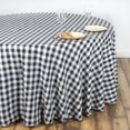 thumbnail image 2 of Efavormart 108" Round BLACK/WHITE Checkered Wholesale Gingham Polyester Linen Picnic Restaurant Dinner Tablecloth, 2 of 9