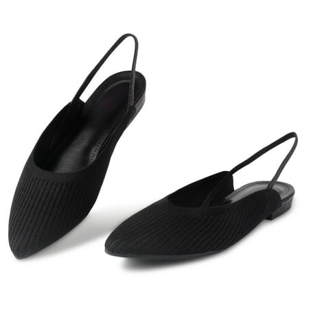

MUSSHOE Flats Shoes Women Slingback Womens Flats Breathable Knit Flats for Women Black 8