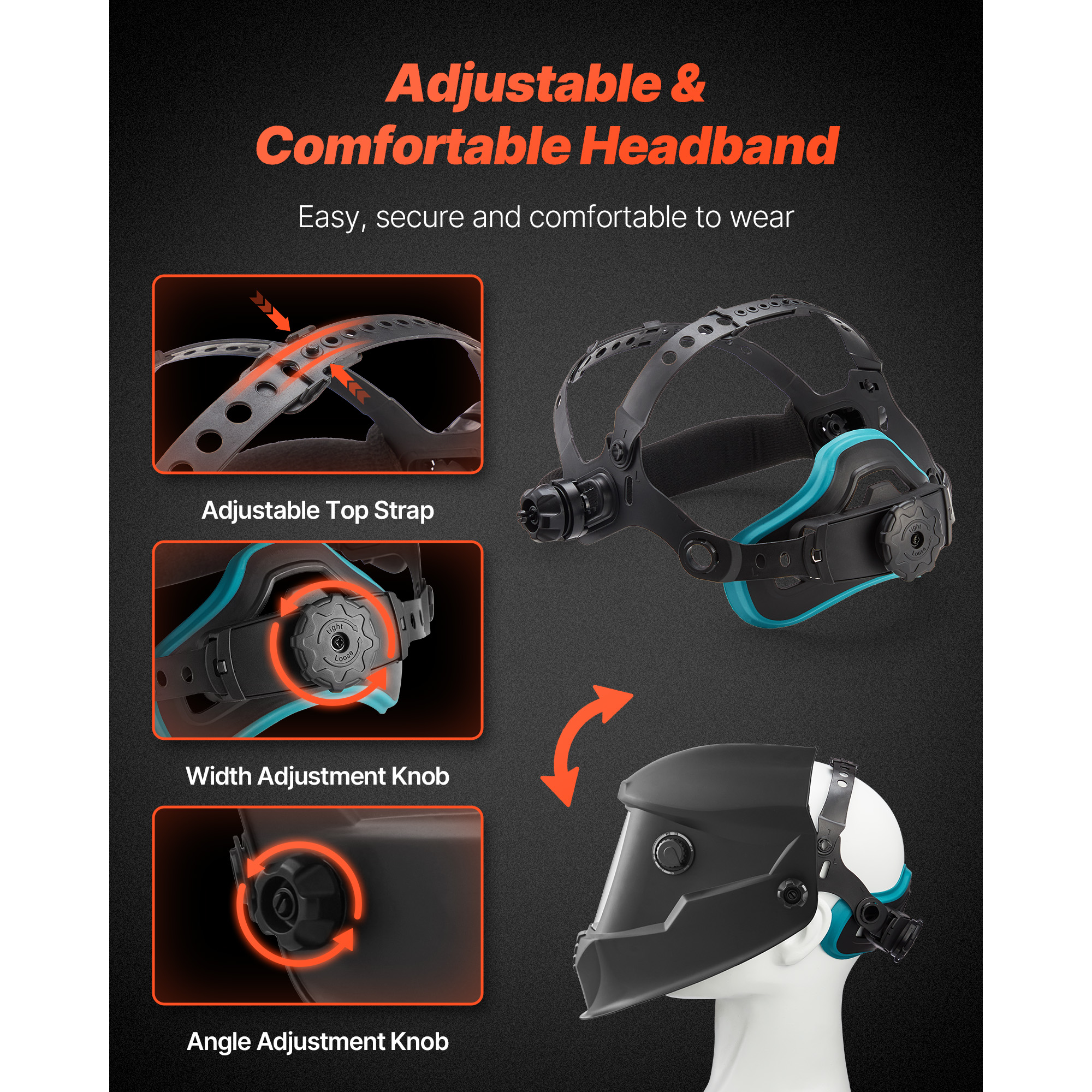 KFFKFF Auto-Darkening Welding Helmet, 3.94" x 3.15" True Color Lens, Solar-Powered Mask with 4 Arc Sensors, Adjustable Shade Range 4/5-9/9-13 for TIG, MIG, Cutting, and Grinding Applications