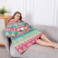 thumbnail image 5 of Oversized Wearable Blanket Hoodie,Pink and Blue Triangle Pattern Sherpa Blanket Hoodie with Super Pockets,Super Warm Fuzzy Pullover for Women & Men, 5 of 6