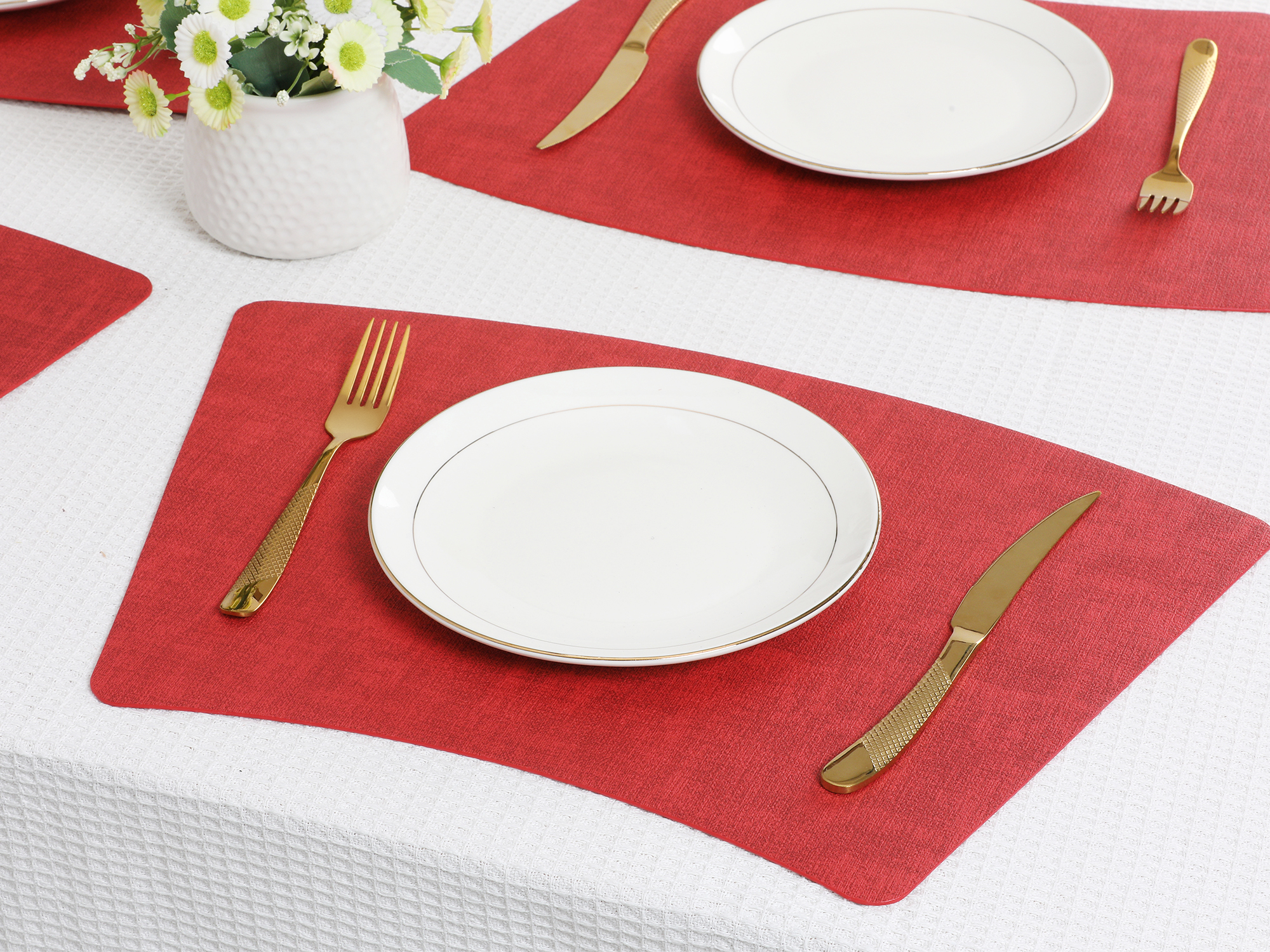 Unique Bargains Placemats for Dining Table Decor Heat Resistant Placemats 6pcs Red