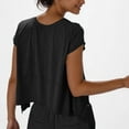 thumbnail image 4 of Blouse à Manches Courtes à Col Rond pour Femmes, Haut Décontracté Uni en Tissu Polyester, Coupe Régulière, Lavable à la Machine, pour le Quotidien et les Fêtes, 4 of 9