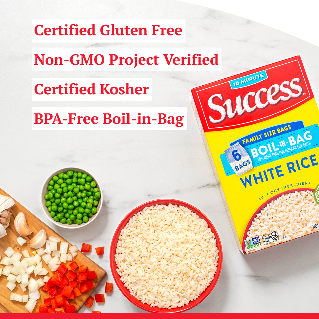 Success Boil-in-Bag Rice, Precooked Long Grain White Rice, 32 oz, 6 Count - image 4 of 13