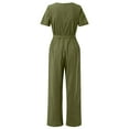 thumbnail image 2 of Aayomet Womens Jumpsuits Casual Short Sleeve Straps Wide Leg V Neck Pockets Zipper Jumpsuit (AG, XXXXL), 2 of 5