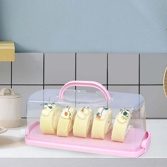 LOVIVER Roll Cake Box Cake Storage Container Loaf Cookie Boxes Sturdy Donuts Dessert Cake Holder Cake Carrier for Baby Shower Camping