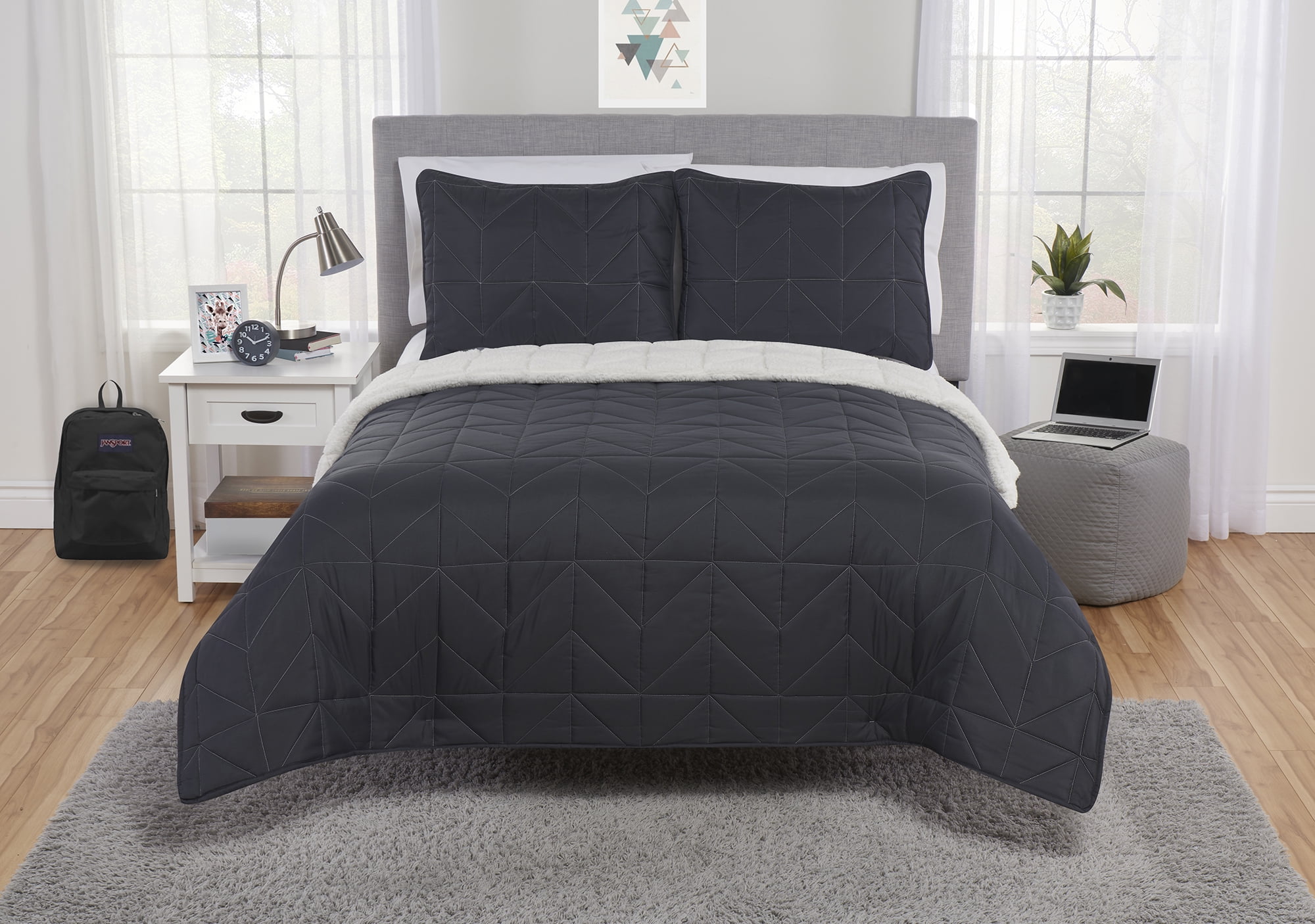 Your Zone Reversible Sherpa Fleece Quilt Set, Multiple Colors