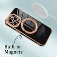 thumbnail image 4 of Designed for iPhone 13 Pro Max Case for Women & Girls [Compatible with MagSafe] Luxury Plating Gold Bumper Phone Cover Full Camera Protection Cover for iPhone 13 Pro Max 6.7 Inch-Black, 4 of 12