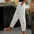 thumbnail image 7 of SELONE White White Mid Waist Lounge Pants Cropped Trouser Pants Casual Beach Pants Drawstring Solid Soft Tapered Lightweight Comfortable 2XL Tall Breathable Summer Clothes, 7 of 7