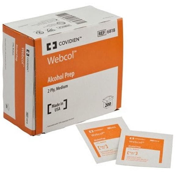 Covidien WEBCOL Alcohol Prep Pads ''Medium, 200 Count''