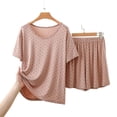 thumbnail image 4 of Modal Shorts Pajamas Sets for Women Summer Loose Crewneck Short Sleeve Sleepwear Comfy 2 Piece Pjs Set, 4 of 8