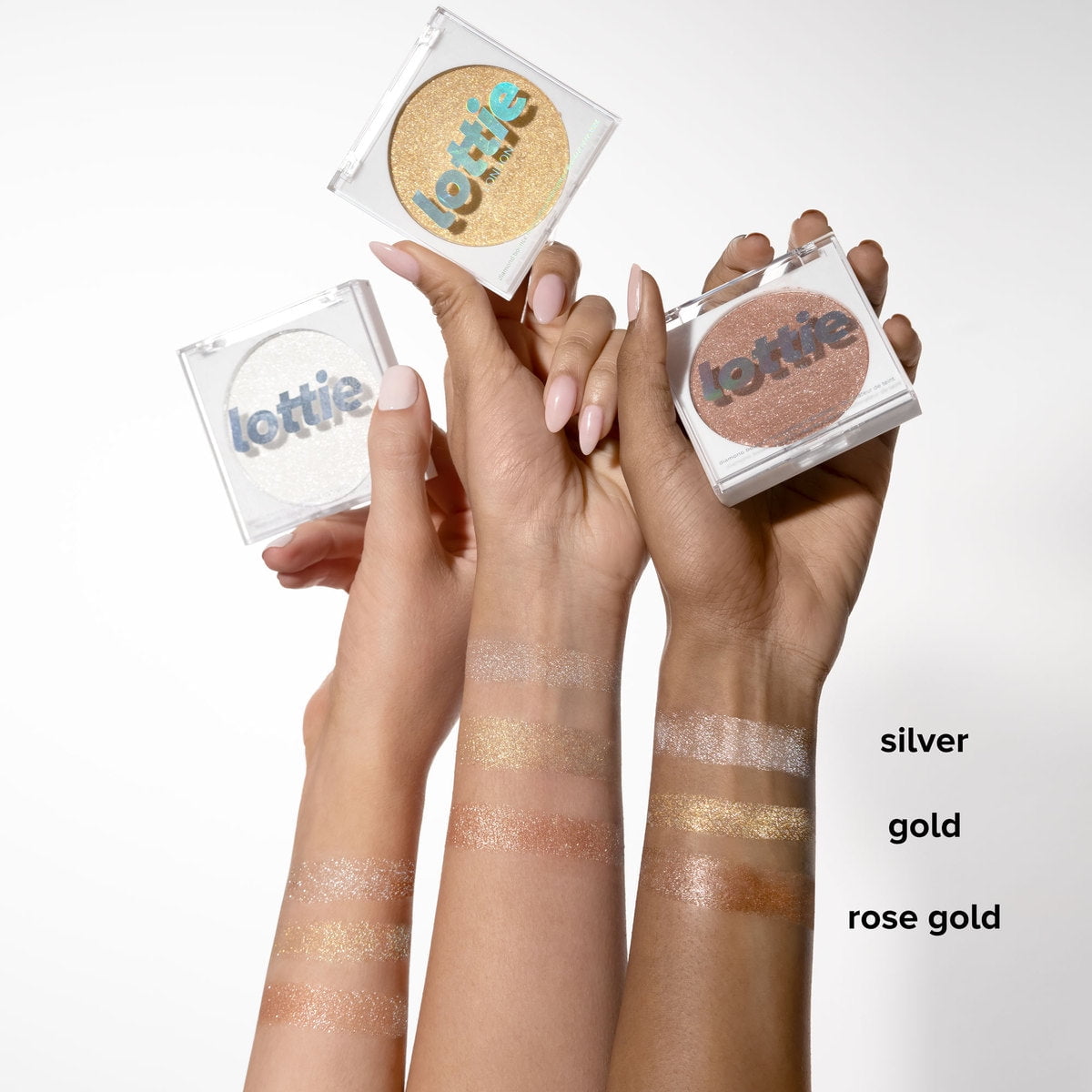 Lottie London Diamond Bounce Highlighter in Golden, Ultra-Fine Gel-Powder Highlight, 0.28 oz