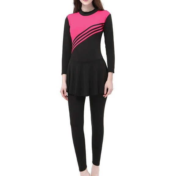 DHFJKG Women Swimsuit Long Sleeve Rash Guard With Long Pants Swim Cap Three Piece Bathing Suit Stylish Beachwear