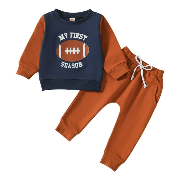 NIEWTR Toddler Baby Boy Outfit Long Sleeve Sweatshirts Pants Clothes Set Boys Fall Winter (6-9 Months ,Brown)