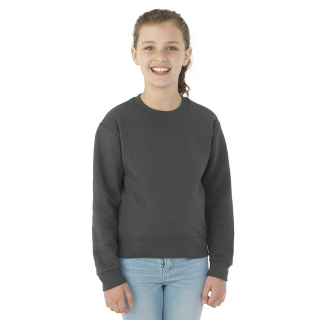 Jerzees Youth NuBlend Crew Neck Sweatshirt, L, Black Heather