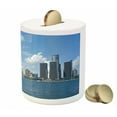 thumbnail image 3 of Detroit Piggy Bank, Downtown Detroit GM Renaissance Center Ford Auditorium Shoreline Image, Ceramic Coin Bank Money Box for Cash Saving, 3.6" X 3.2", Pale Blue White Grey, by Ambesonne, 3 of 4