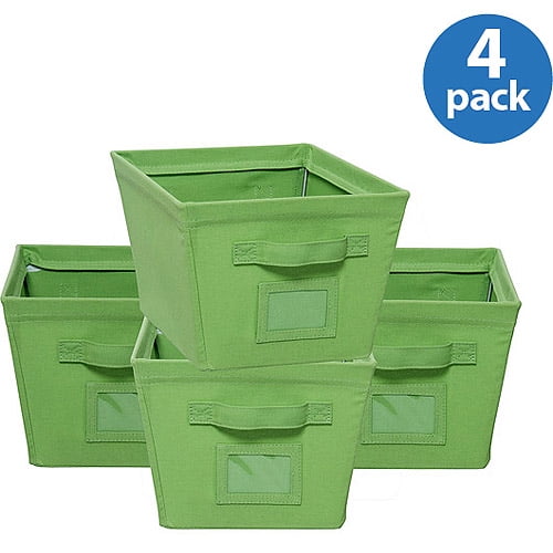 Canvas Bins Green, Set of 4